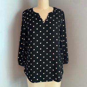 Talbots black and white polka dot blouse size XS
